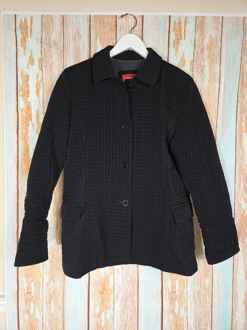 Esprit Y2k Black Quilted Pea Coat Jacket Rn 94488. Size M